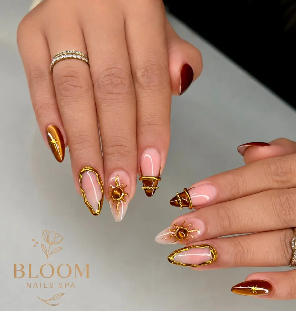 Diseño de uñas rosa con arte en Miraflores - Bloom Nails Spa